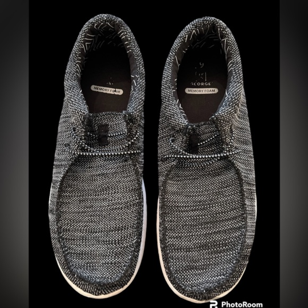 George Men's Memory Foam Gray Black Lightweight Knit Slip-On Casual Shoe…